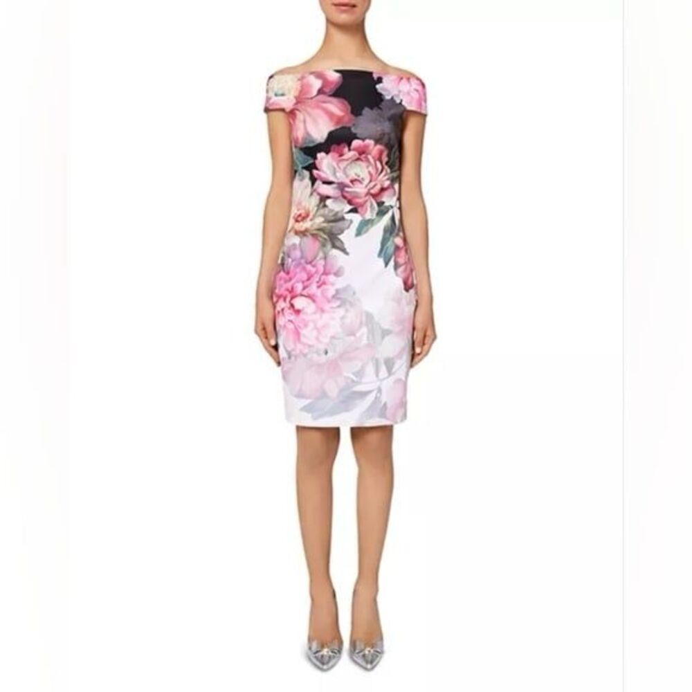 Ted Baker London Floral Off Shoulder Bodycon Dress Size 1
